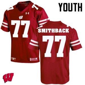Youth Wisconsin Badgers NCAA #77 Blake Smithback Red Authentic Under Armour Stitched College Football Jersey UN31N83LA